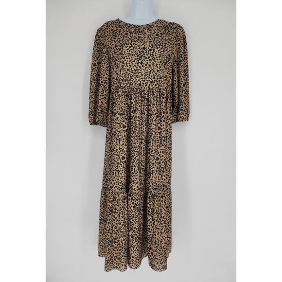 Pull & Bear Leopard Print Tiered Maxi Dress Women’s Size Small - Picture 11 of 11